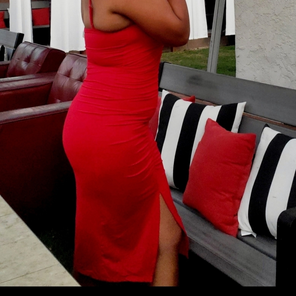 Ruby Red Ruching Dress - Picture 2 of 2